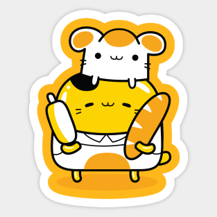 yellow cat baker profession Sticker